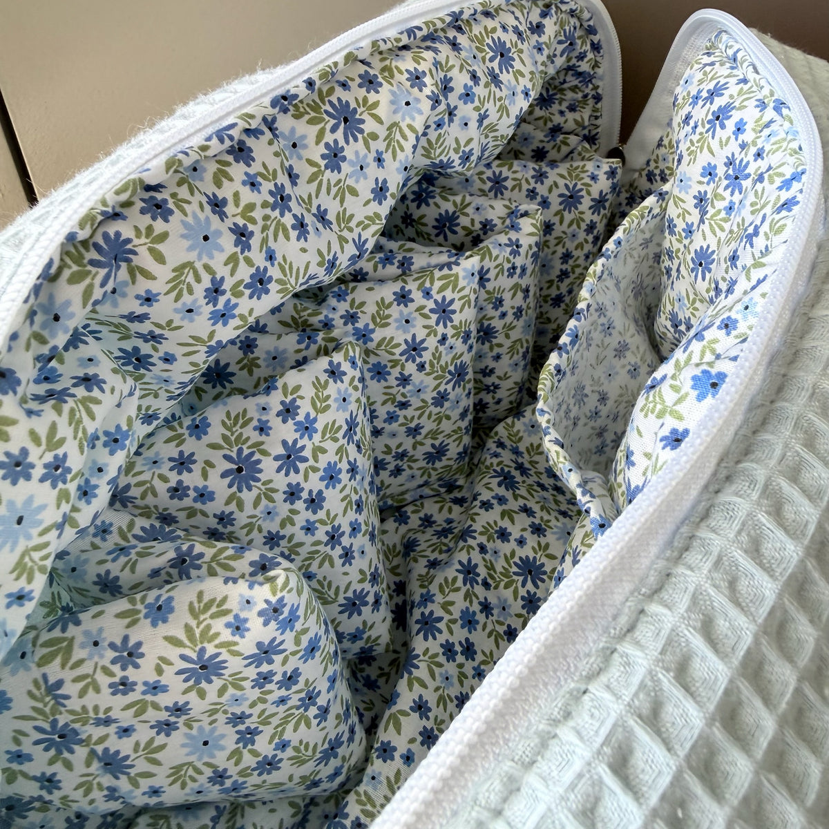 Custodia Dyson airwrap mini Waffle azzurro fiori blu