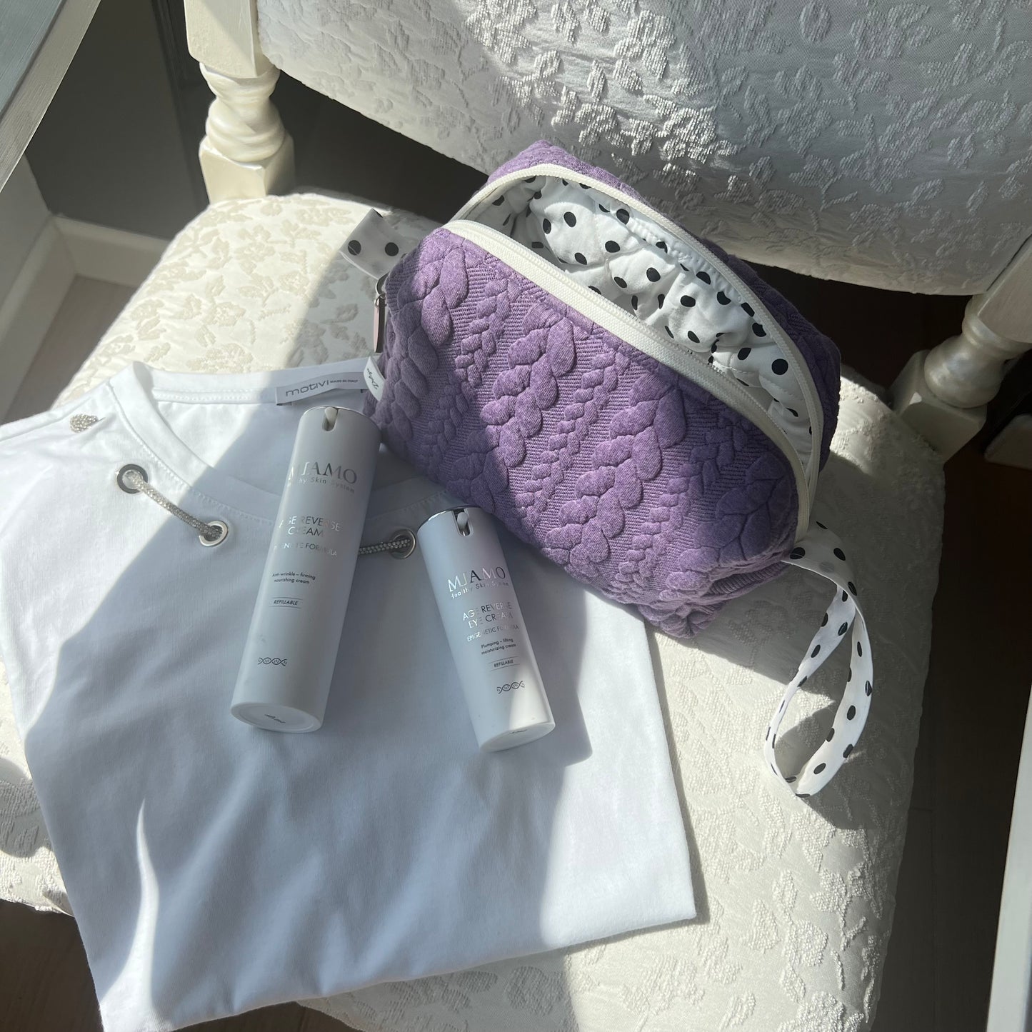 Beauty case tessuto a trecce color ametista