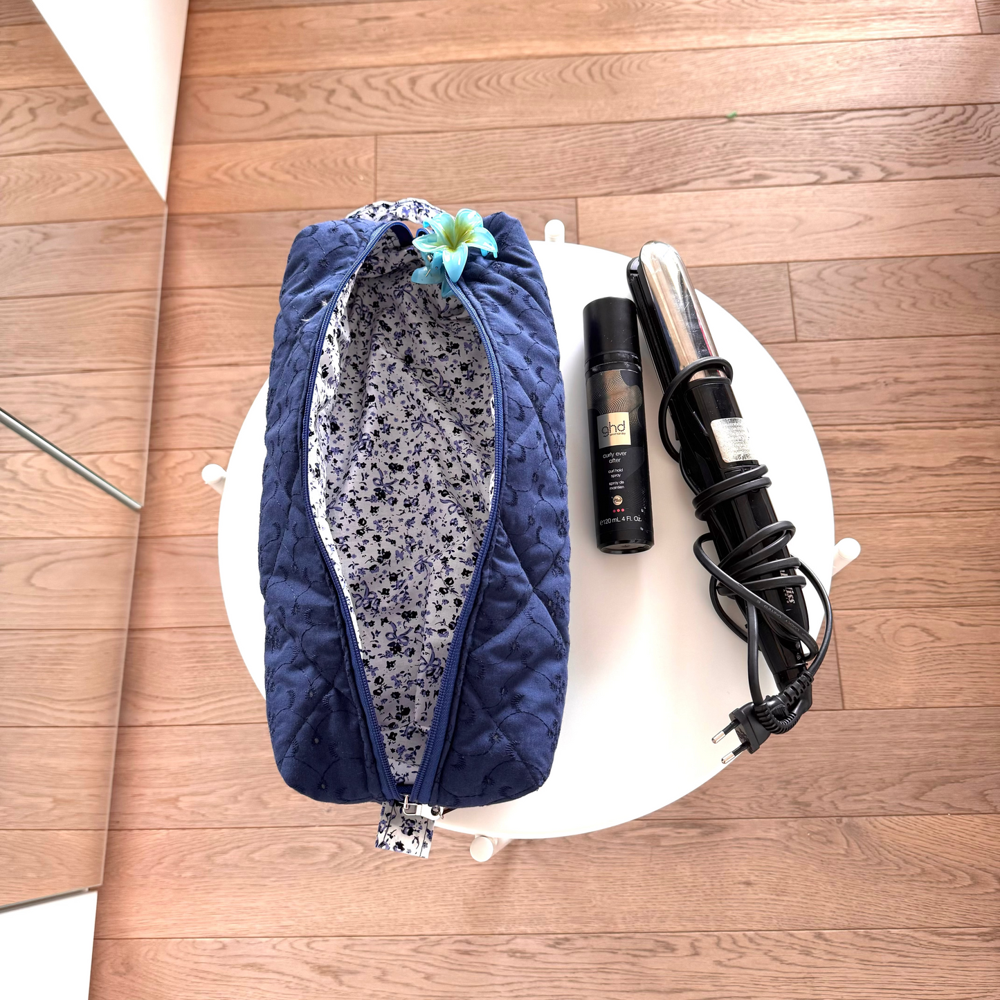 Big Porta piastra/Dyson tessuto sangallo blu