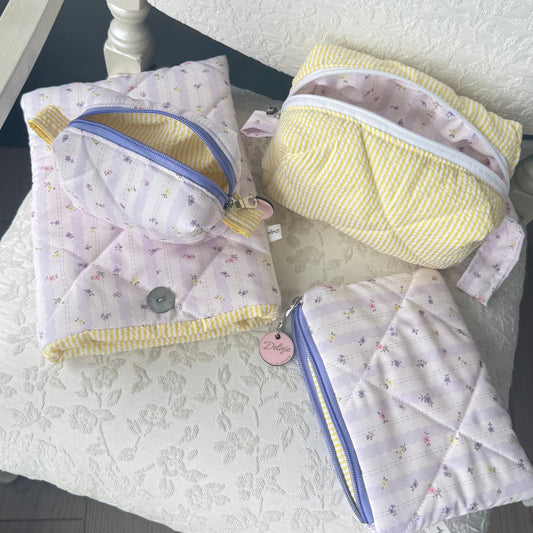 Serie Tessuto righe lilla / fiorellini 💜