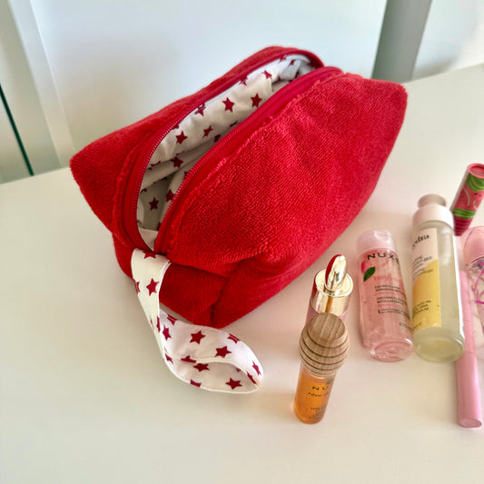 BEAUTY CASE spugna rossa stelline
