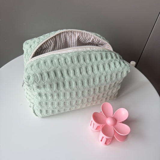 NEW Beauty case WAFFLE verde salvia