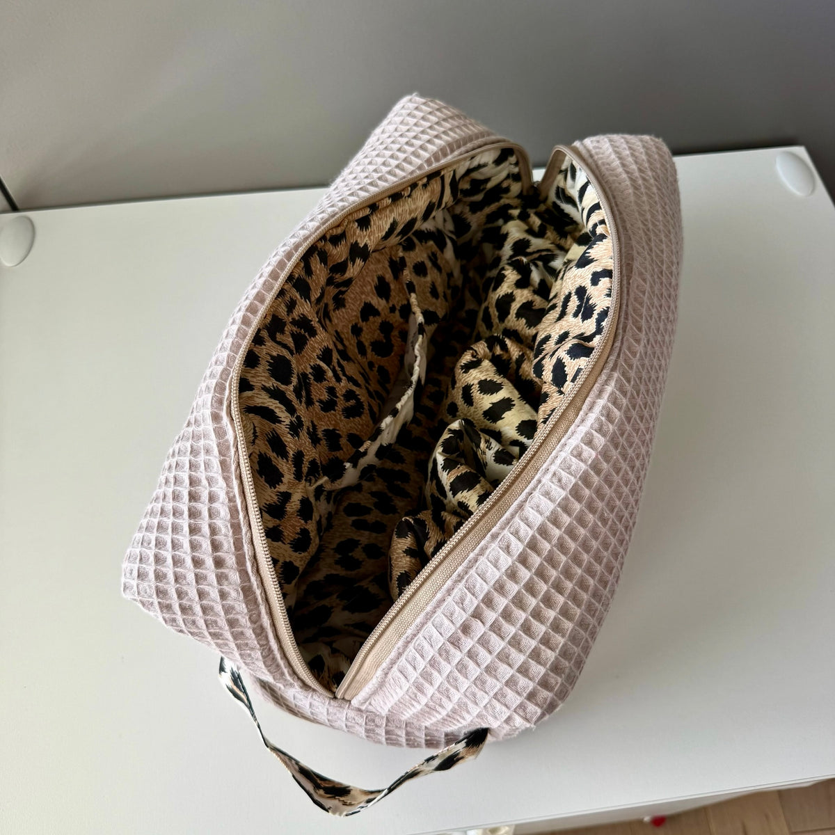 Custodia Dyson airwrap mini Waffle beige leopardato