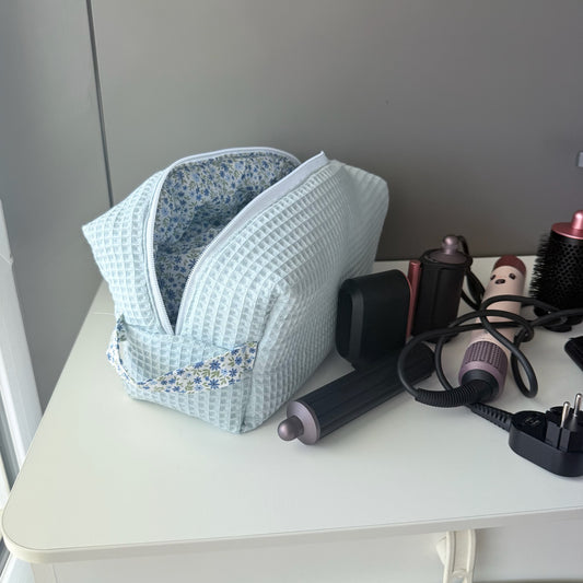 Custodia Dyson airwrap mini Waffle azzurro fiori blu