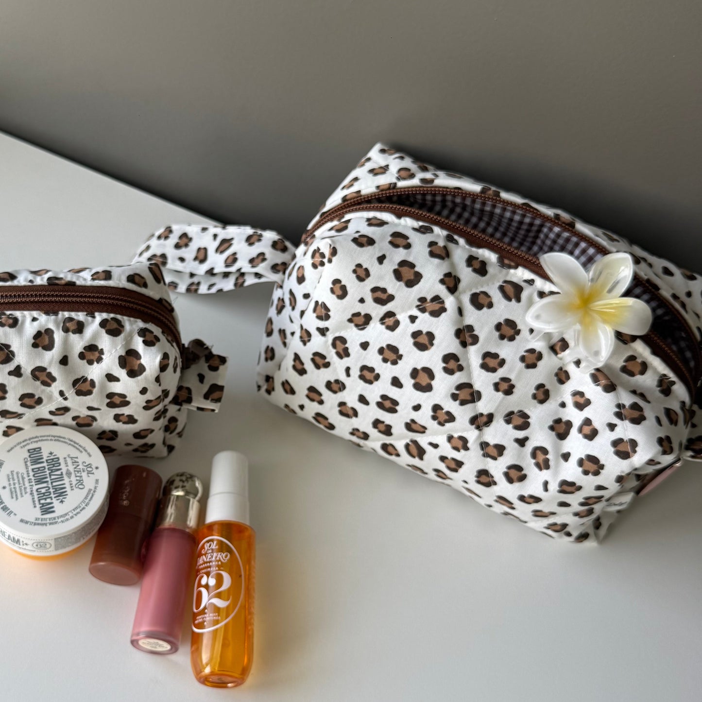 New BEAUTY CASE leopardato/quadretti cioccolato