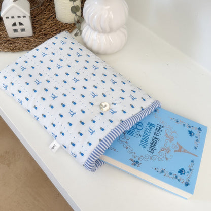SET Portalibro e Bubble beauty case Tessuto Tulipani BLU  💙