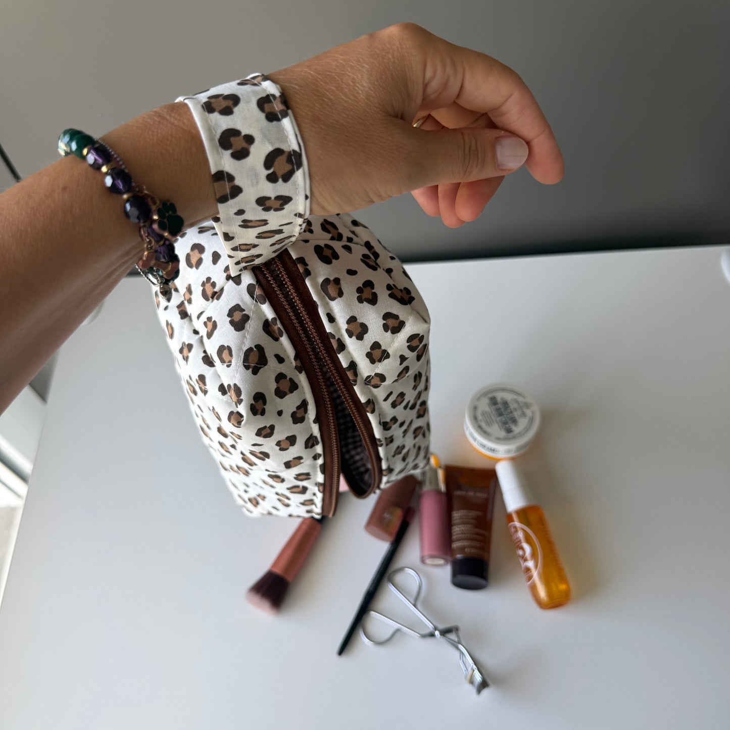 New BEAUTY CASE leopardato/quadretti cioccolato