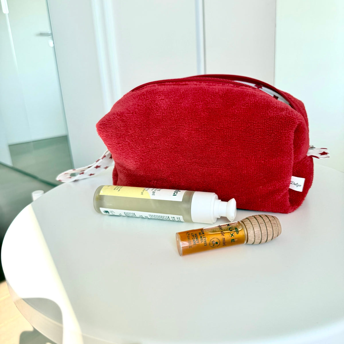 BEAUTY CASE spugna rossa stelline