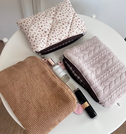 3 Pochette velluto, fiori e trecce