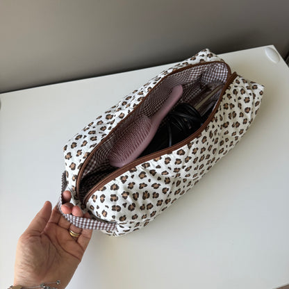 New BIG porta piastra tessuto leopardato/quadretti cioccolato