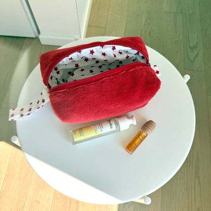 BEAUTY CASE spugna rossa stelline