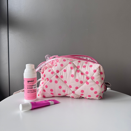 Bubble Beauty case tessuto a pois fucsia