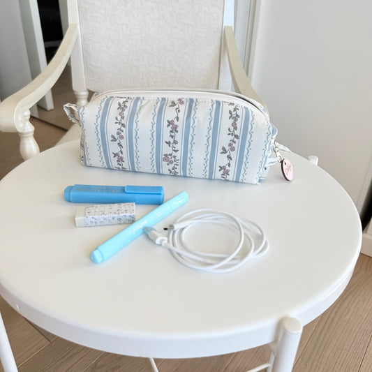 Astuccio Cottage azzurro tela azzurra