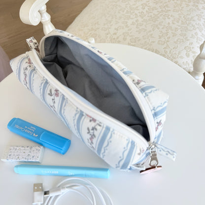Astuccio Cottage azzurro tela azzurra