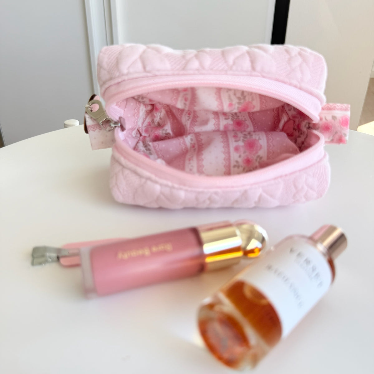Mini beauty case trecce rosa cottage rosa