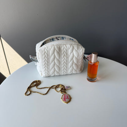 Mini beauty case trecce bianche cottage azzurro