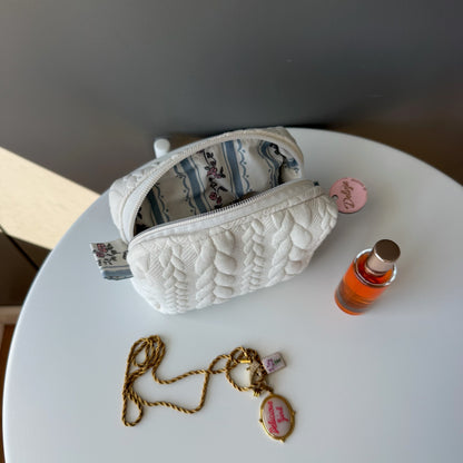 Mini beauty case trecce bianche cottage azzurro