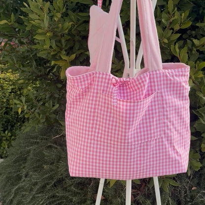 SUMMER BAG reversibile in spugna e quadretti