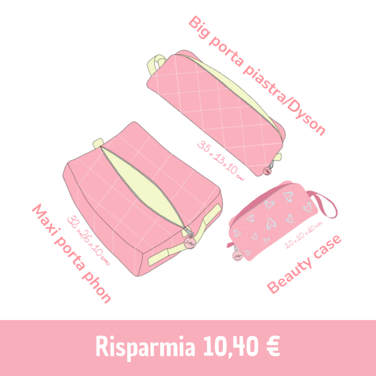 Set BEAUTY TRAVEL ✈️ 🩷 Beauty case + Big portapiastra + Maxi porta intimo-costumi